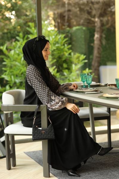 Patterned Raglan Abaya